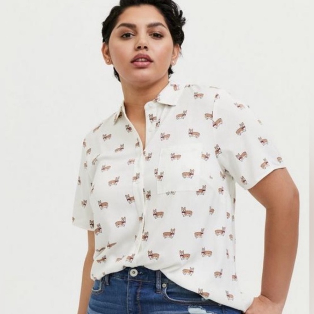 Torrid Corgi Button Up